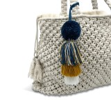 Large Crochet Cotton Handwoven Bag Pom Pom